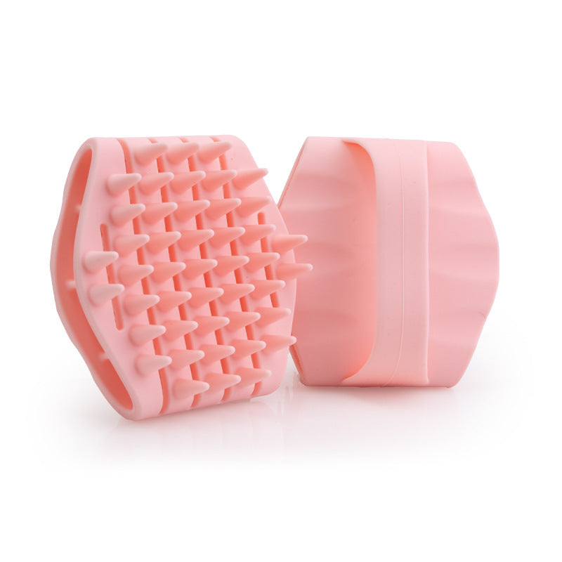 Hexagonal 3D household silicone shampoo brush for cleaning and massaging the scalp