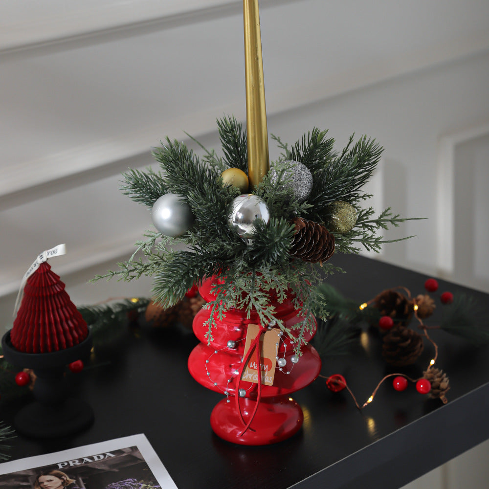 Red Vintage Ceramic Mini Flower Vase