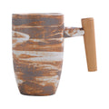 Creative wooden-handled ceramic coffee cup