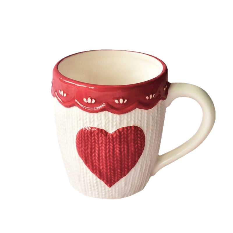 Creative knitted heart-shaped ceramic water cup