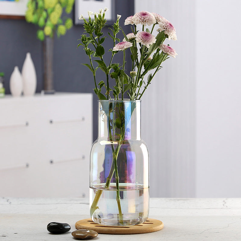 Minimal Clear Glass Flower Vase Office Decor