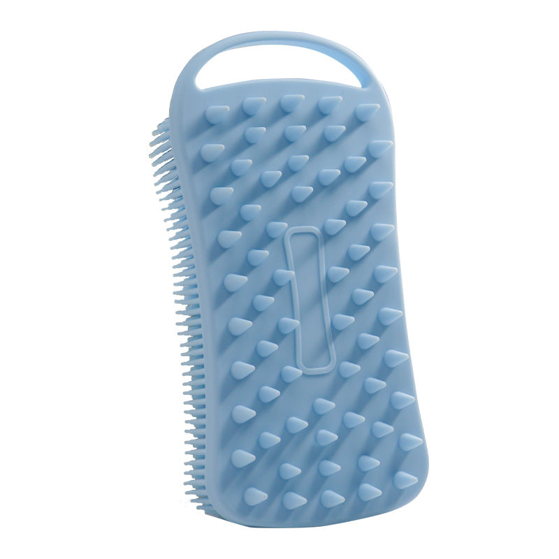 Rope-mounted silicone square bath brush, double-sided universal silicone shampoo and body brush