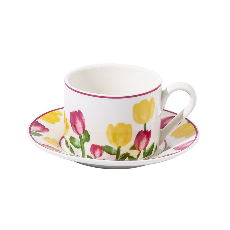 Pink Tulip Ceramic Coffee Cup