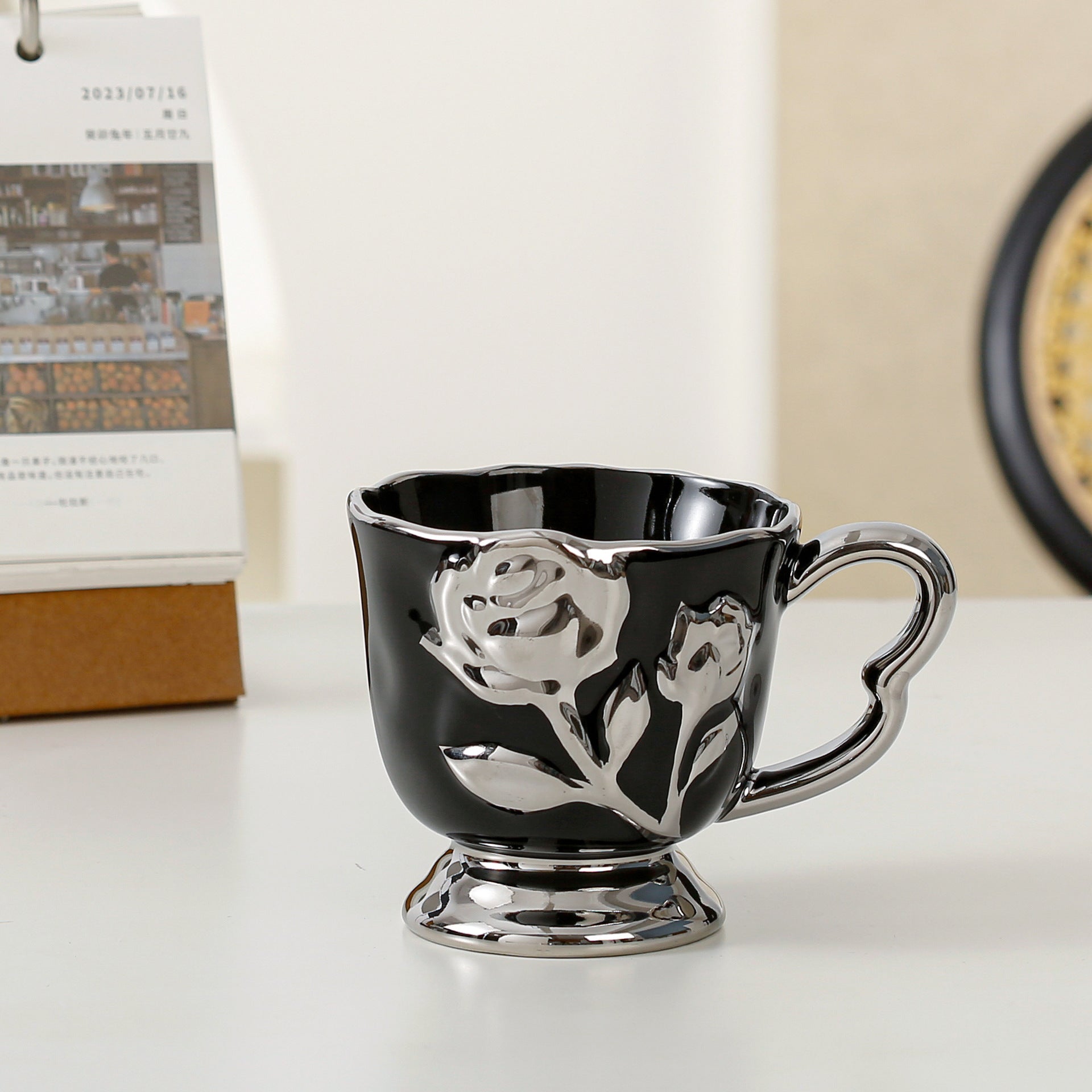 Tulip and Rose Embossed Breakfast Mug - A Luxurious and High-Value Mug