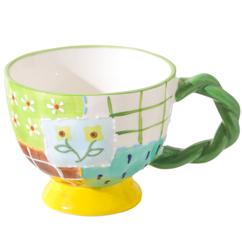 Hand-painted creative coffee cup, rustic style, for home use