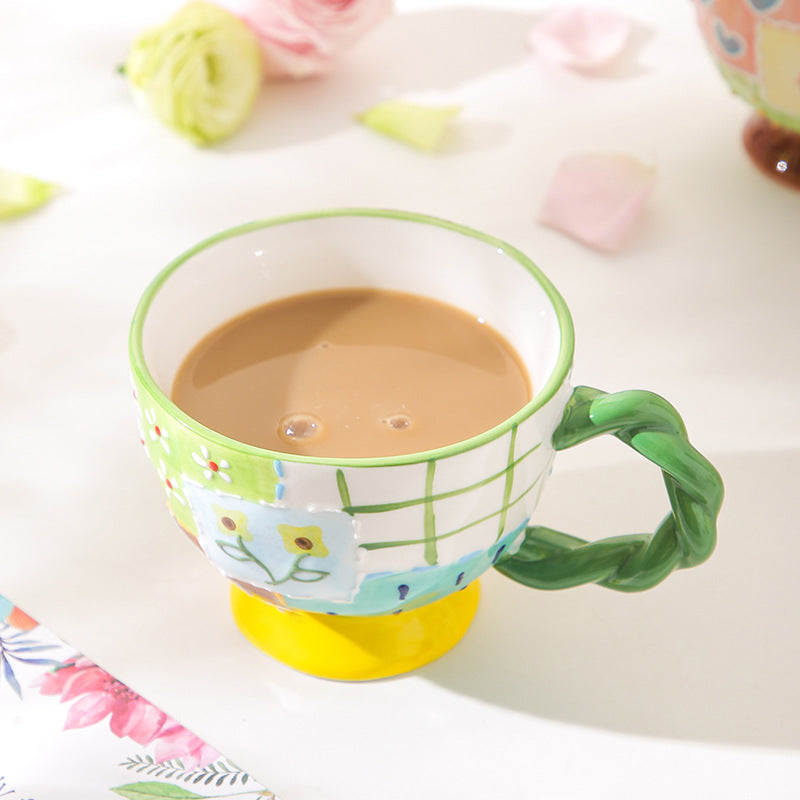 Hand-painted creative coffee cup, rustic style, for home use
