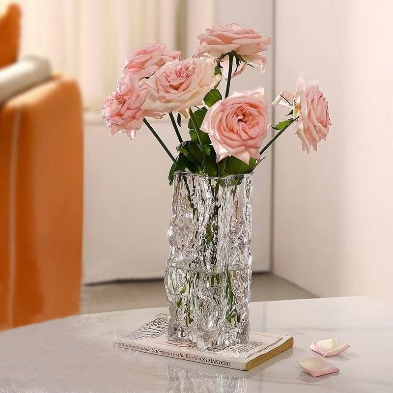 Irregular Glacier Glass Flower Vase Centerpiece