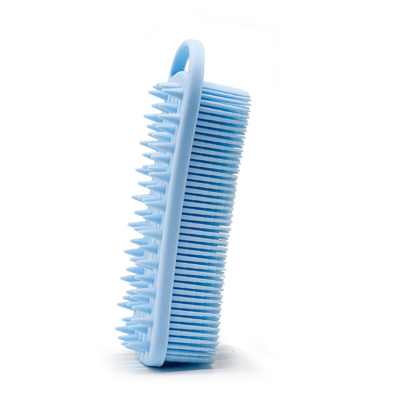 Rope-mounted silicone square bath brush, double-sided universal silicone shampoo and body brush