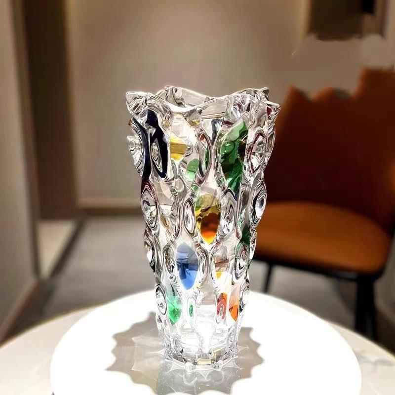 Luxury Colorful Crystal Glass Flower Vase
